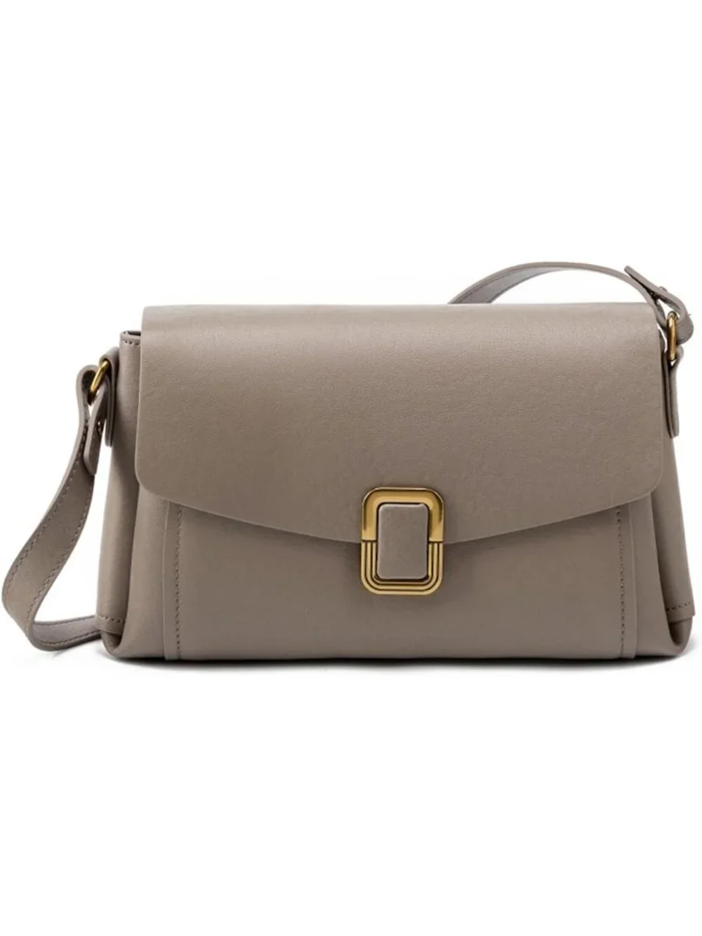 Women's Light Grey Genuine Leather Lightweight 2 Detachable Straps Crossbody Bag
